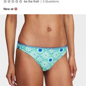 Roller Rabbit x Target Reversible Bikini Bottom XS Teal Blue Star Medallion